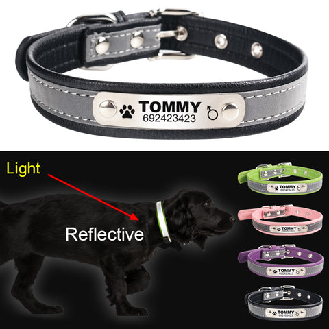 Leather Personalized Engraved Dog Collar